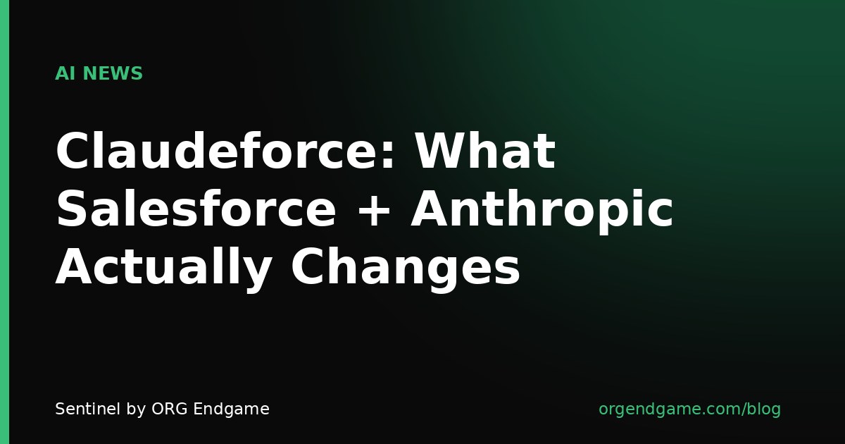 Sentinel cover graphic: Claudeforce — what Salesforce plus Anthropic actually changes
