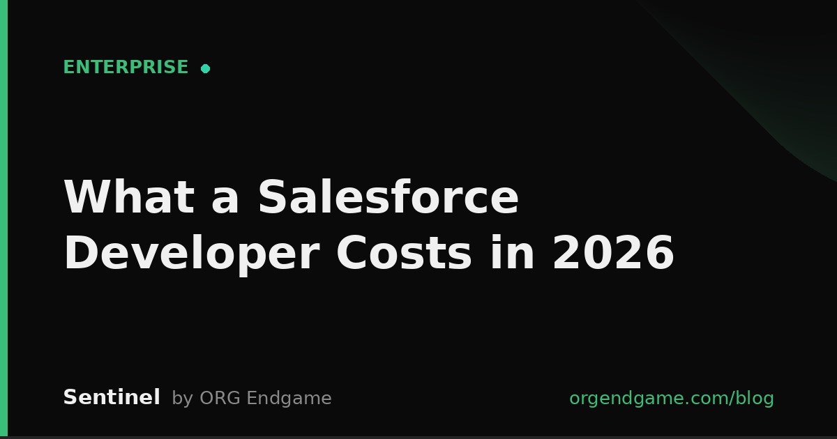 Sentinel cover graphic: What a Salesforce Developer Costs in 2026