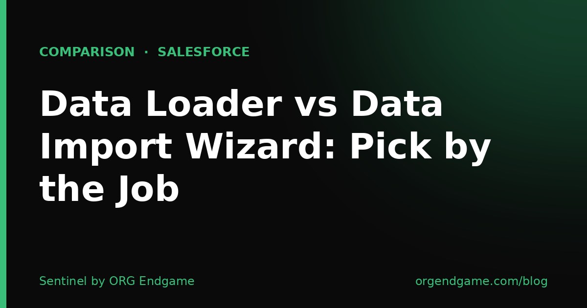 Sentinel cover graphic: Data Loader vs Data Import Wizard: Pick by the Job