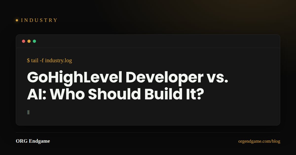 Sentinel cover graphic: GoHighLevel Developer vs. AI — Who Should Build It?