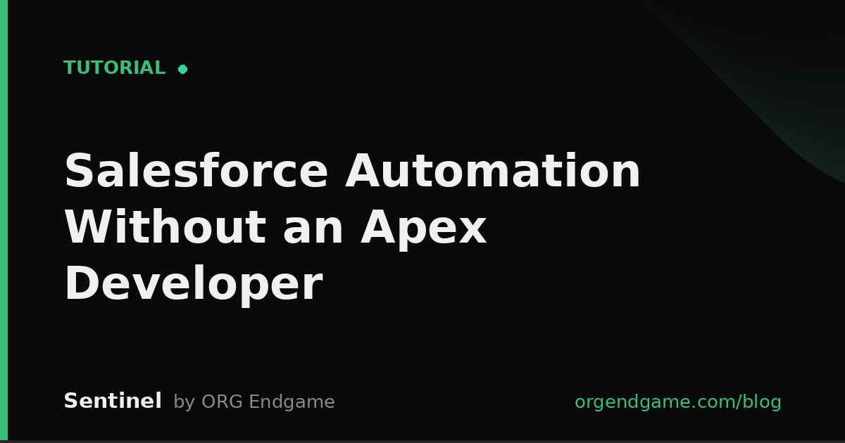 Sentinel cover graphic: Salesforce Automation Without an Apex Developer