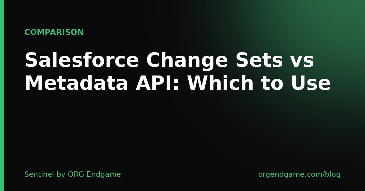 Sentinel cover graphic: Salesforce Change Sets vs Metadata API: Which to Use