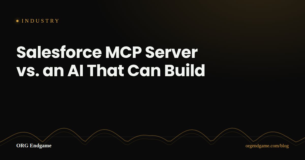 Sentinel cover graphic: Salesforce MCP Server vs. an AI That Can Build